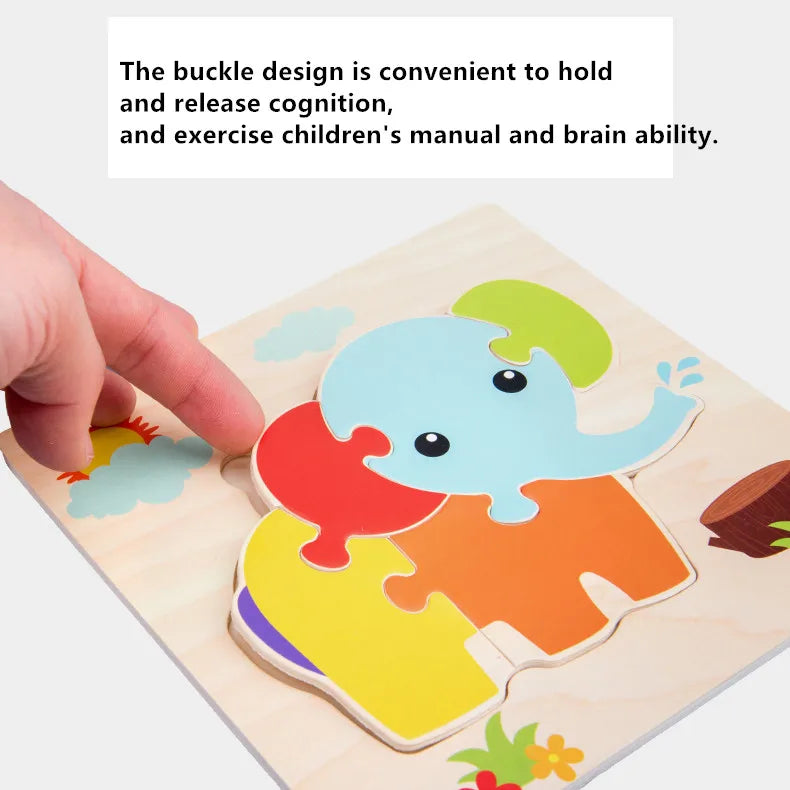 Puzzles 3D en bois pour bébés / Tangram de formes / Apprentissage éducatif / Animaux dessin animé / Jouet de réflexion pour enfants / Idée cadeau