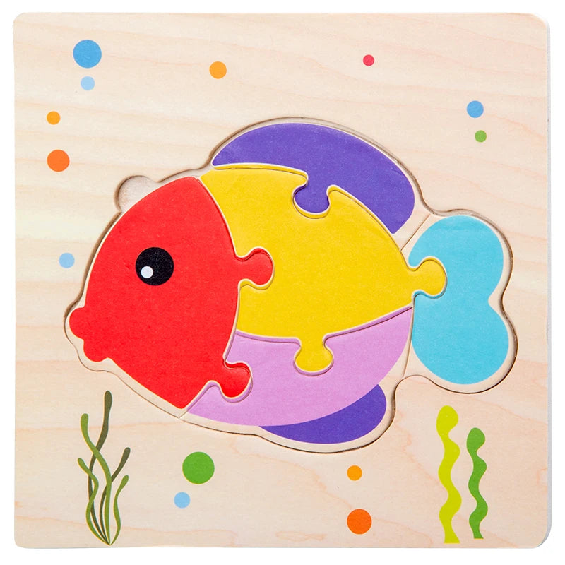 Puzzles 3D en bois pour bébés / Tangram de formes / Apprentissage éducatif / Animaux dessin animé / Jouet de réflexion pour enfants / Idée cadeau