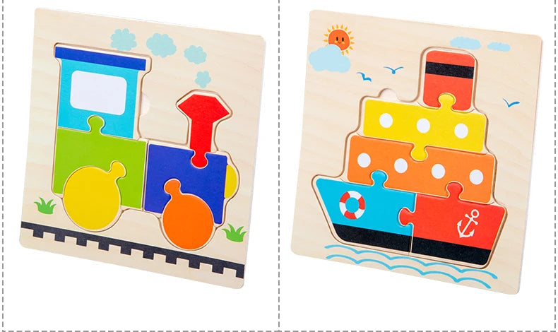 Puzzles 3D en bois pour bébés / Tangram de formes / Apprentissage éducatif / Animaux dessin animé / Jouet de réflexion pour enfants / Idée cadeau