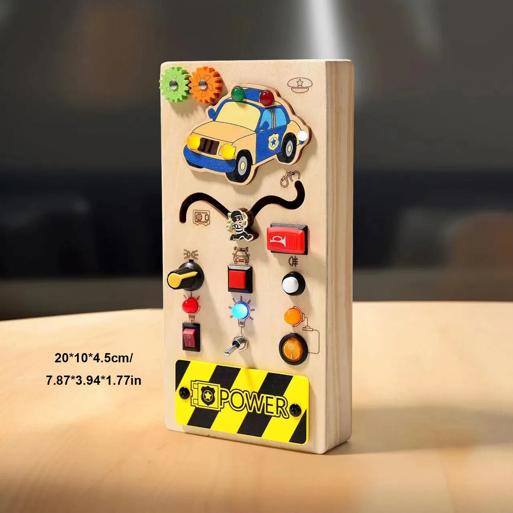 Planche d’activités Montessori / Circuit LED avec prise et interrupteur ON/OFF / Développement de la motricité fine et des capacités cognitives / Jouet éducatif pour bébés / Idée cadeau Busy Board