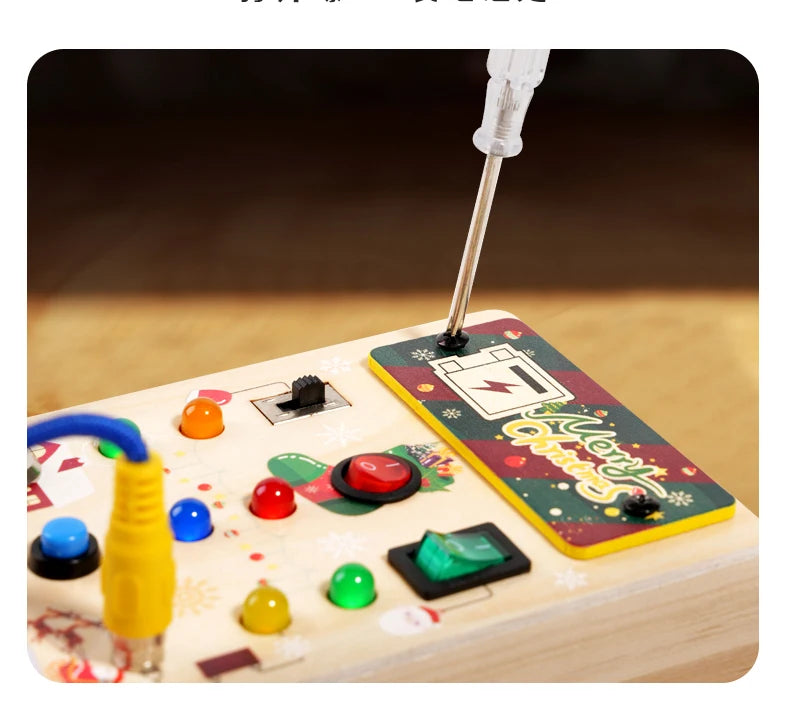 Jouets d'éducation précoce pour enfants, lumière Led électronique, planche sensorielle en bois pour bébé, Montessori, cadeaux de noël pour tout-petits