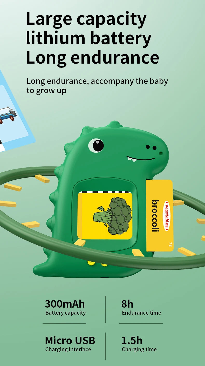 Machine de cartes éducatives précoces / Cartes audio en anglais / Apprentissage du langage parlant / Jouet électronique pour enfants / Cadeau d’anniversaire