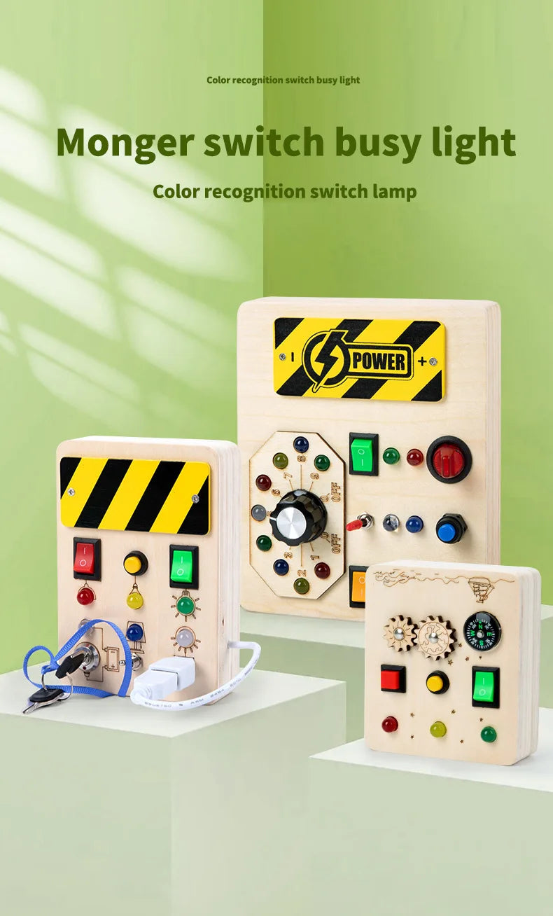 Bébé Montessori occupé conseil lumière LED interrupteurs panneau de commande jouets sensoriels en bois occupé conseil enfants jeux enfants Puzzle jouets cadeaux