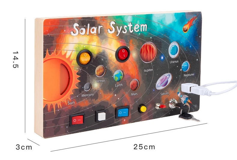 Planche d’activités Montessori / Circuit LED avec prise et interrupteur ON/OFF / Développement de la motricité fine et des capacités cognitives / Jouet éducatif pour bébés / Idée cadeau Busy Board