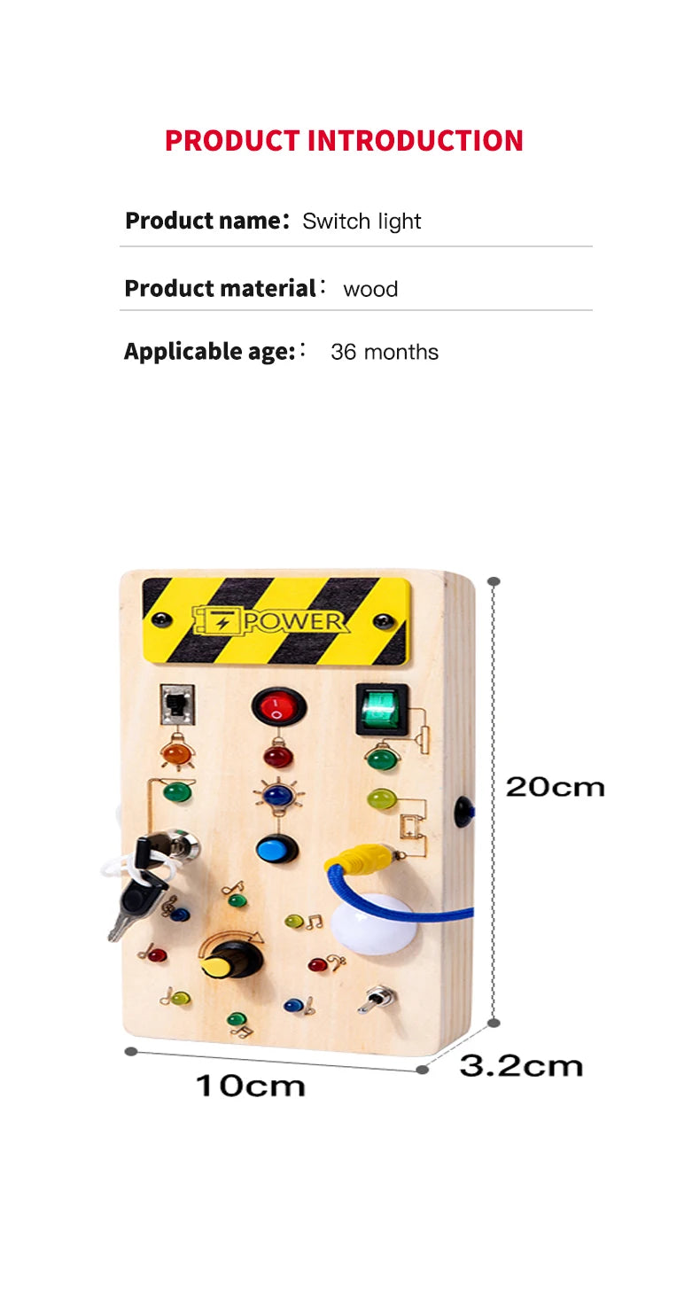 Jouets d'éducation précoce pour enfants, lumière Led électronique, planche sensorielle en bois pour bébé, Montessori, cadeaux de noël pour tout-petits