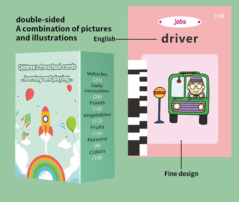 Machine de cartes éducatives précoces / Cartes audio en anglais / Apprentissage du langage parlant / Jouet électronique pour enfants / Cadeau d’anniversaire