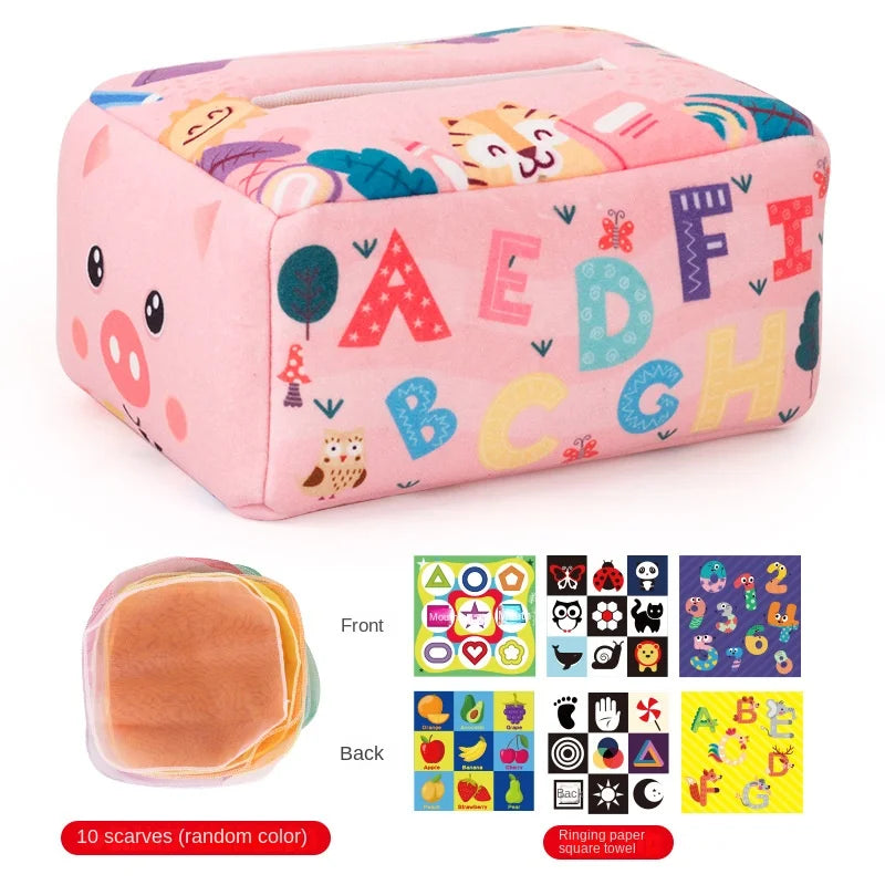 Jouet Montessori pour bébé, boîte à mouchoirs magique, activité d'apprentissage, jouet mentaires oriel pour enfants, exercice des doigts, jeu de société occupé