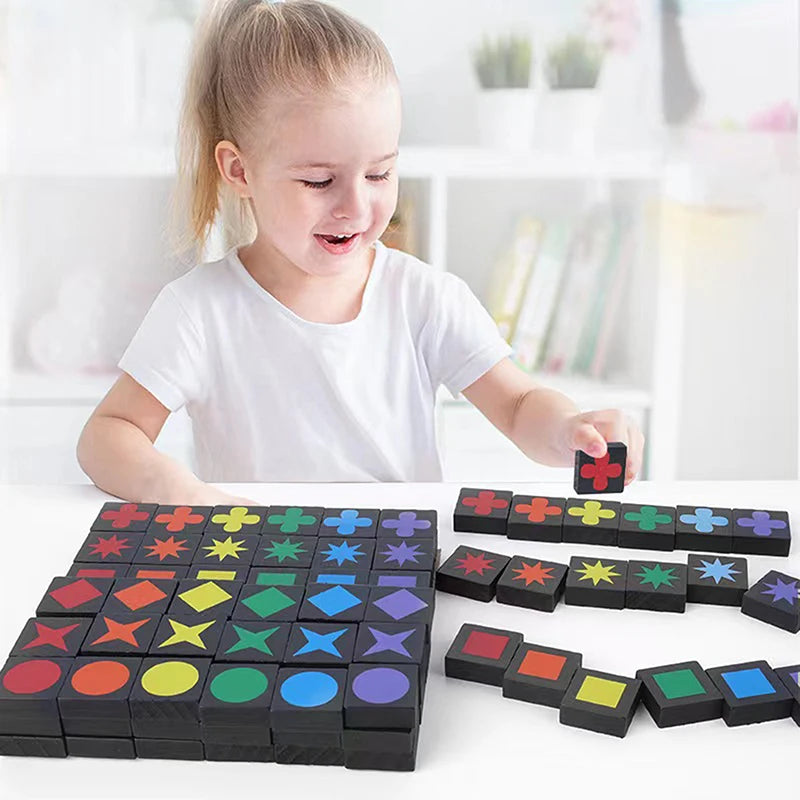 Cadeaux de Noël / Nouveaux jouets éducatifs pour enfants / Jeu de stratégie en bois Qwirkle / Jeu interactif parent-enfant / Jouets pour enfants et adultes