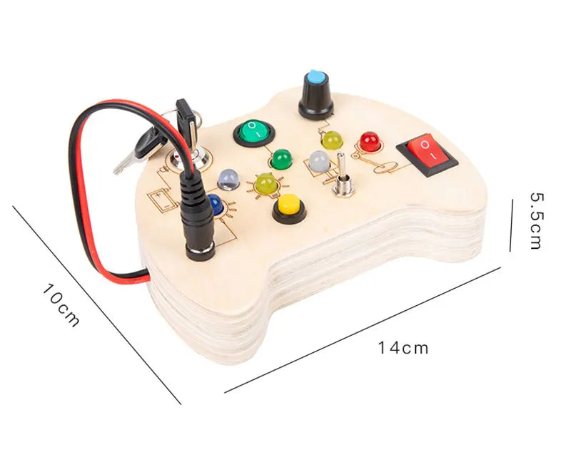 Montessori Busy Board Jouets mentaires oriels en bois avec interrupteur à lumière LED, Tableau de commande, Activités de voyage, Jeux pour enfants, 2-4 ans