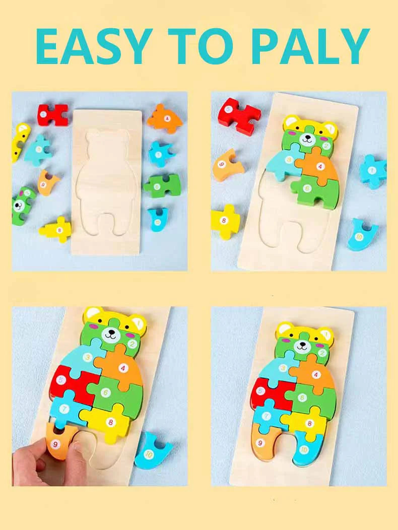 Puzzles en bois Montessori pour tout-petits / Jouets Montessori pour enfants de 2 à 5 ans / Puzzle éducatif 3D dinosaures