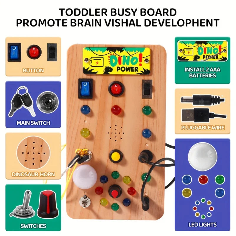 Panneau lumineux LED Montessori pour enfants, interrupteur de Simulation, panneau d'alimentation, bouton lumineux occupé, Puzzle, jouet d'apprentissage pour l'éducation précoce