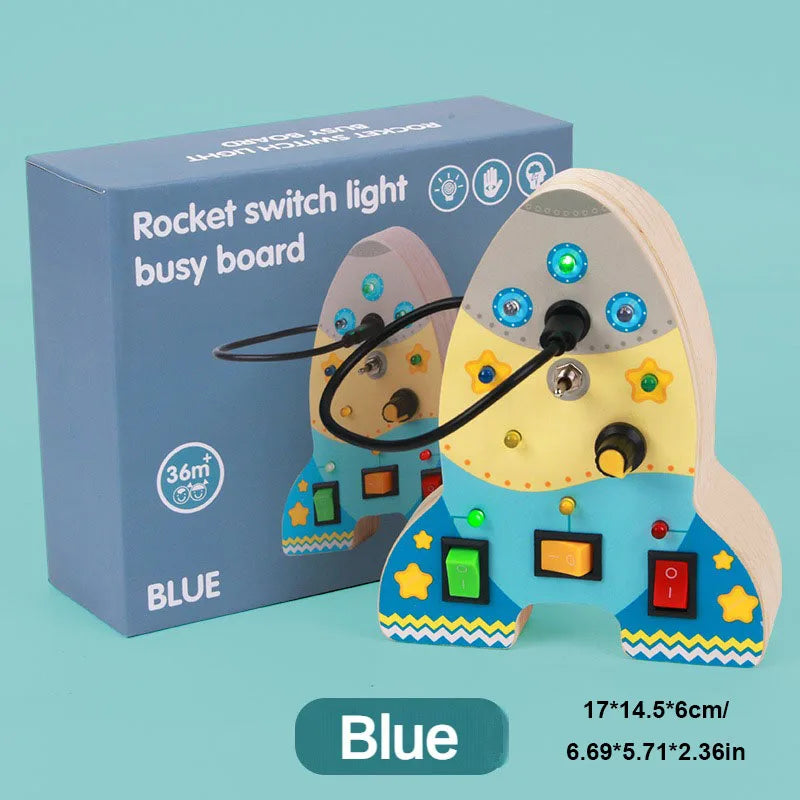 Planche d’activités Montessori / Circuit LED avec prise et interrupteur ON/OFF / Développement de la motricité fine et des capacités cognitives / Jouet éducatif pour bébés / Idée cadeau Busy Board