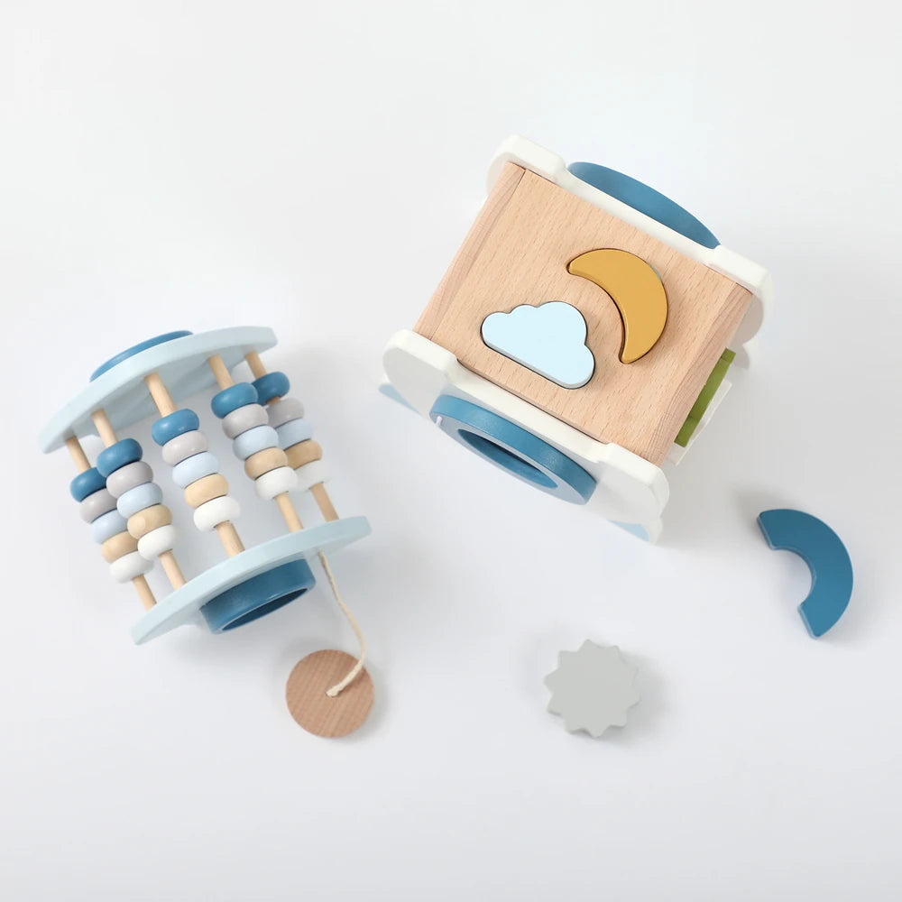 Jouet fusée en bois Montessori pour bébé, bloc éducatif cognitif multifonction, ensemble de jouets, Puzzle, jeu interactif, cadeau pour bébé