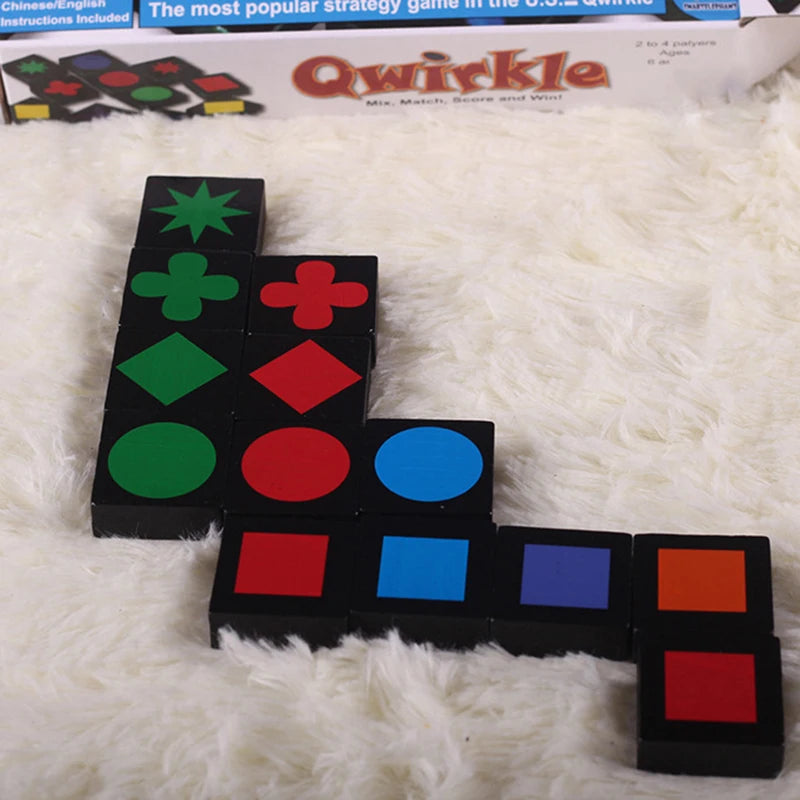 Cadeaux de Noël / Nouveaux jouets éducatifs pour enfants / Jeu de stratégie en bois Qwirkle / Jeu interactif parent-enfant / Jouets pour enfants et adultes