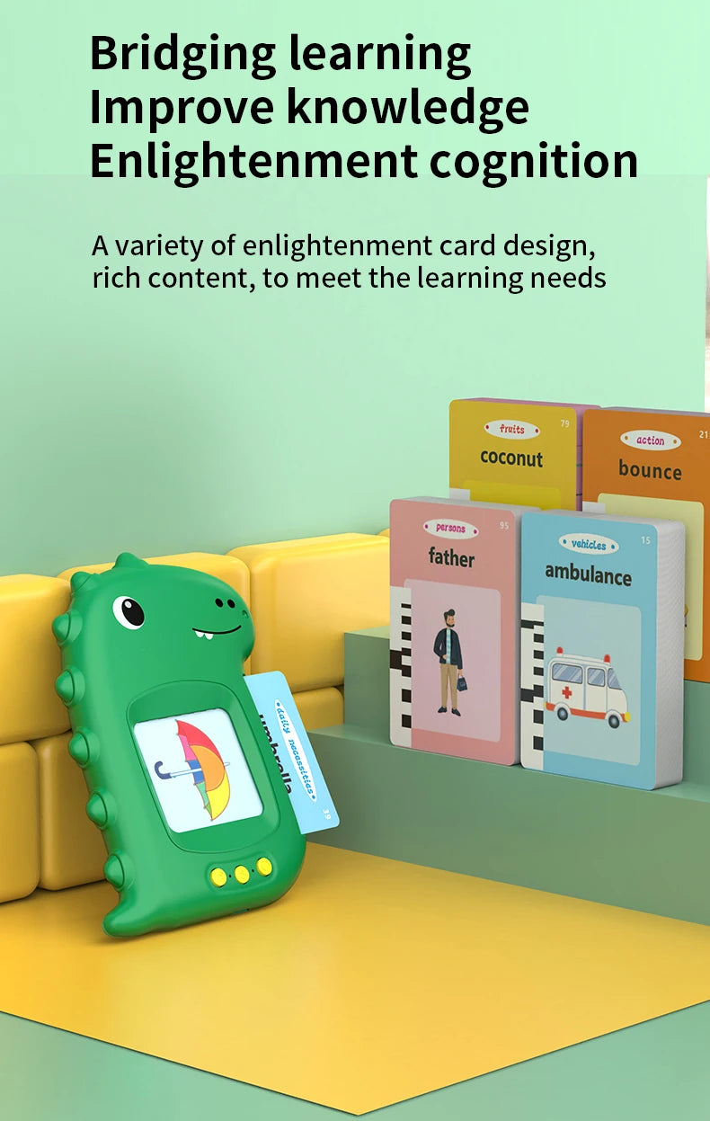 Machine de cartes éducatives précoces / Cartes audio en anglais / Apprentissage du langage parlant / Jouet électronique pour enfants / Cadeau d’anniversaire