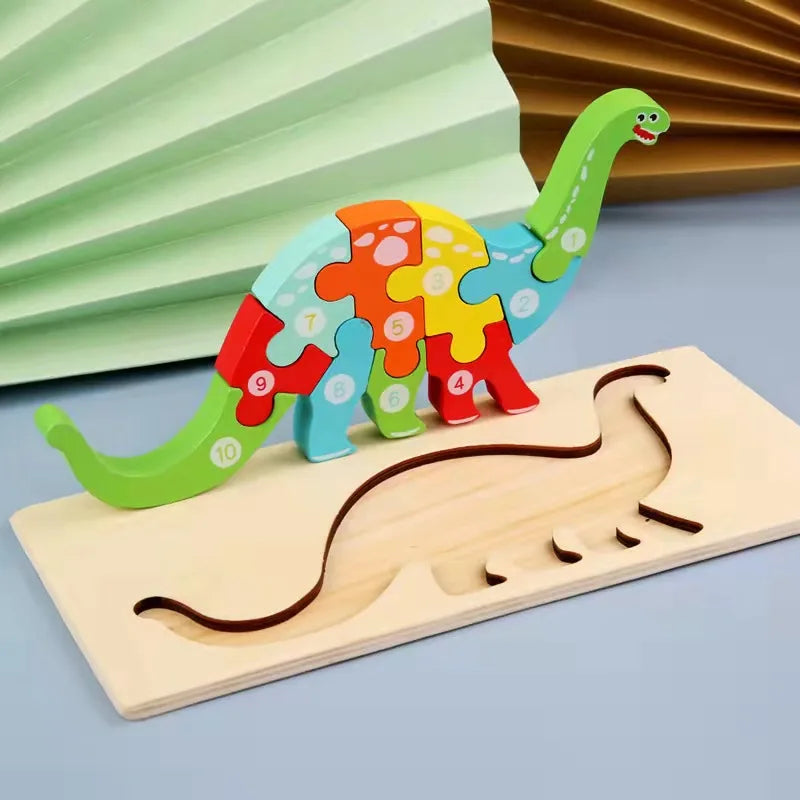 Puzzles en bois Montessori pour tout-petits / Jouets Montessori pour enfants de 2 à 5 ans / Puzzle éducatif 3D dinosaures