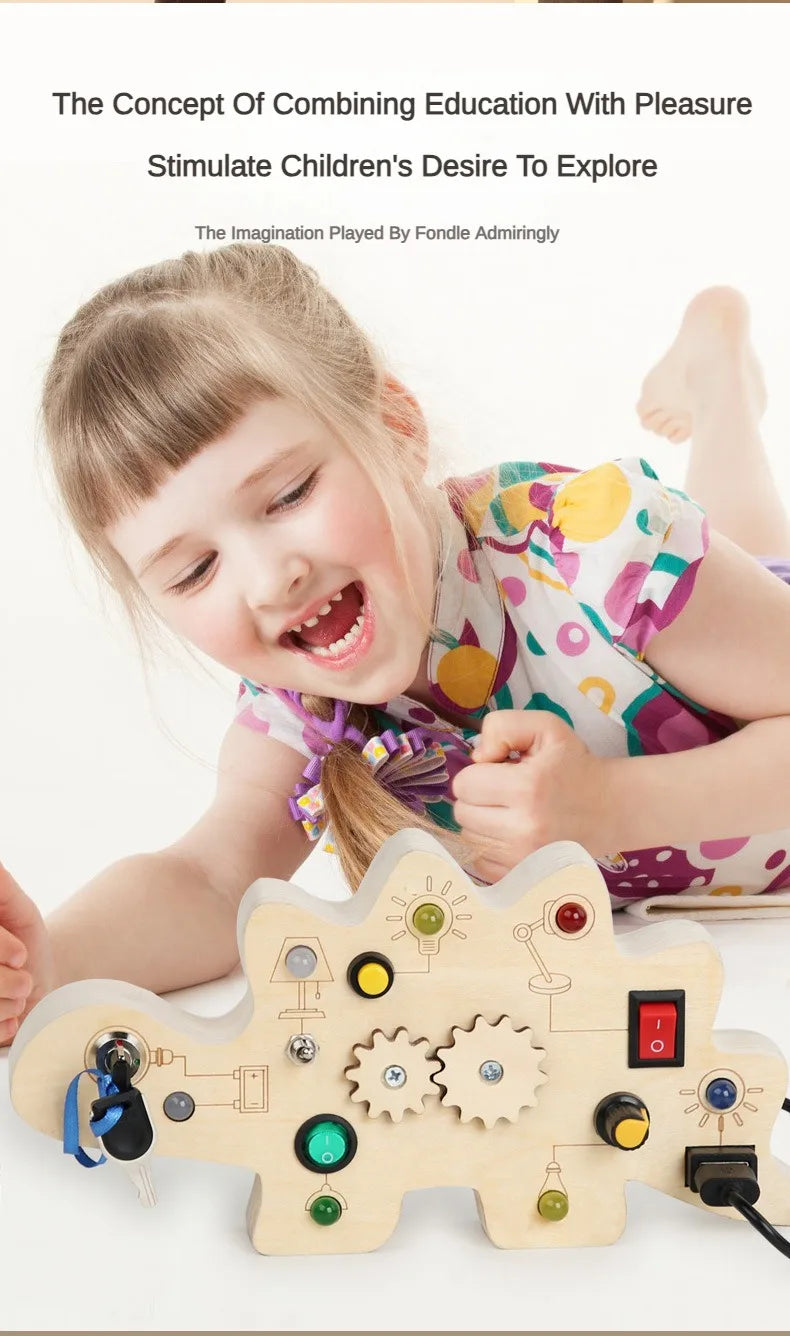 Planche d’activités Montessori / Circuit LED avec prise et interrupteur ON/OFF / Développement de la motricité fine et des capacités cognitives / Jouet éducatif pour bébés / Idée cadeau Busy Board