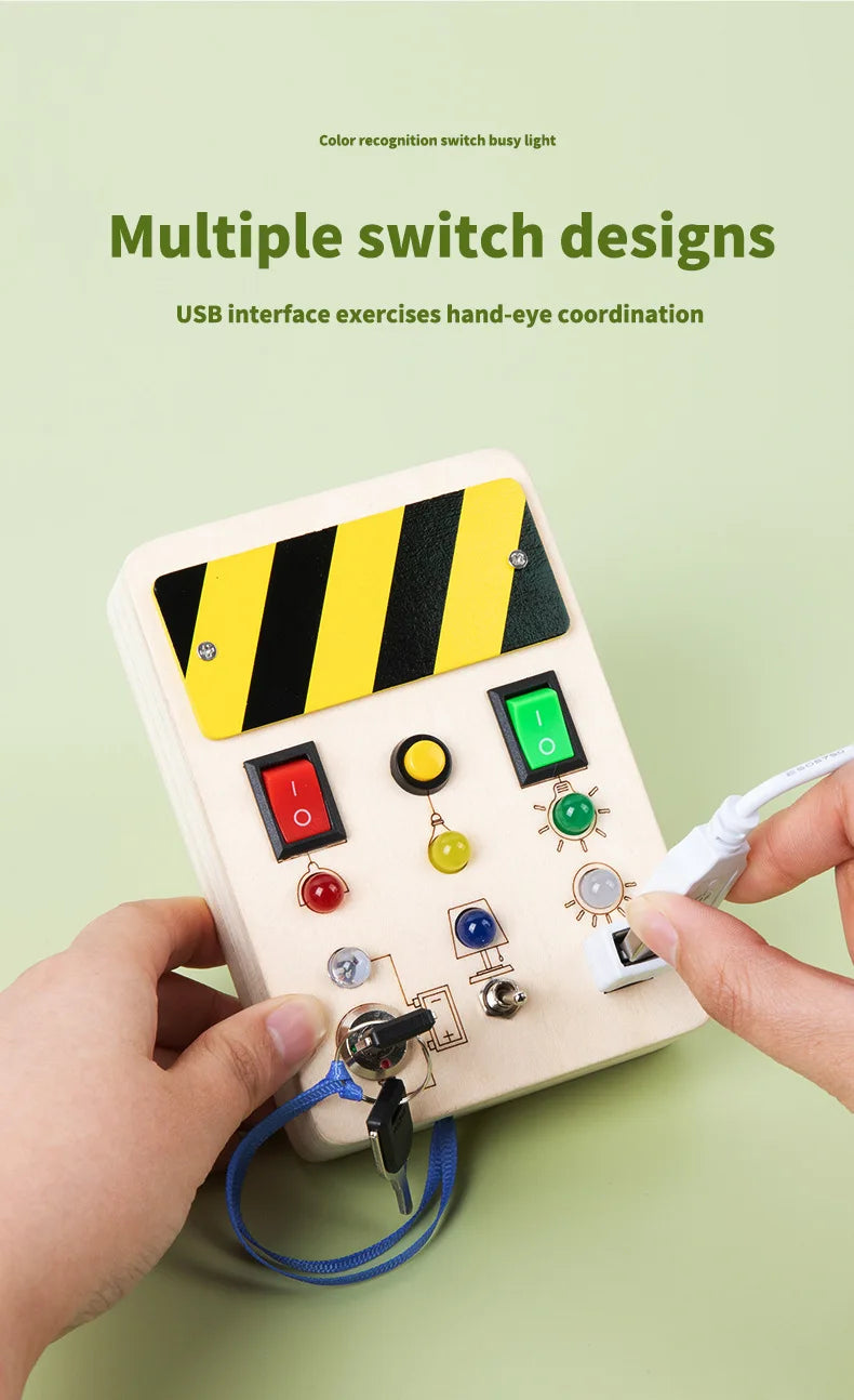 Bébé Montessori occupé conseil lumière LED interrupteurs panneau de commande jouets sensoriels en bois occupé conseil enfants jeux enfants Puzzle jouets cadeaux
