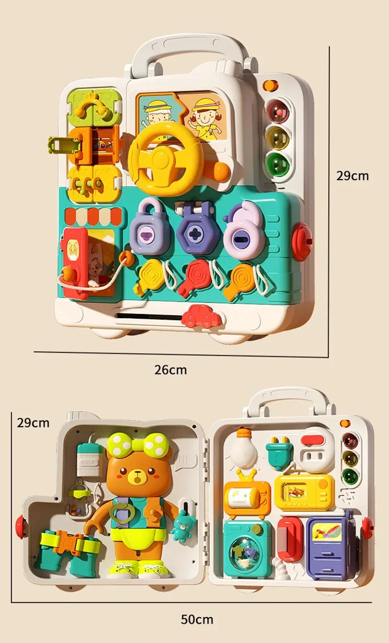 Planche d’activités Montessori / Jouet sensoriel avec musique et interrupteurs lumineux / Jouet multifonction pour tout-petits / Cadeau éducatif pour la petite enfance