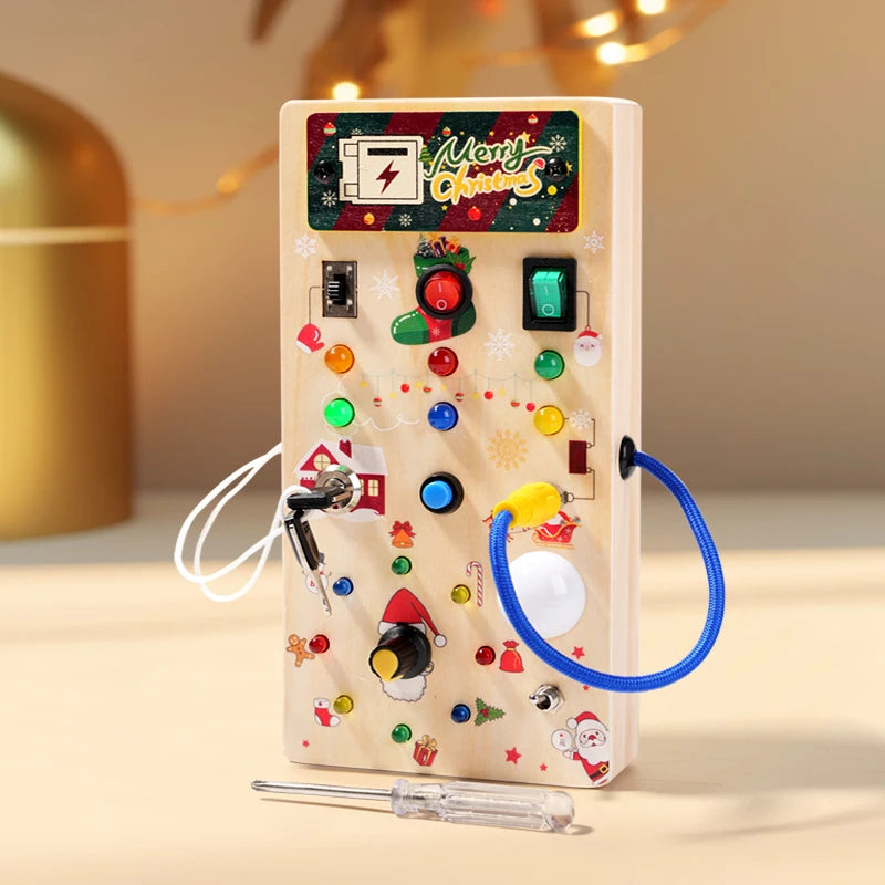 Jouets d'éducation précoce pour enfants, lumière Led électronique, planche sensorielle en bois pour bébé, Montessori, cadeaux de noël pour tout-petits