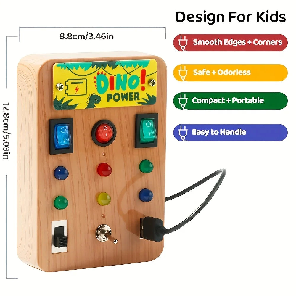 Panneau lumineux LED Montessori pour enfants, interrupteur de Simulation, panneau d'alimentation, bouton lumineux occupé, Puzzle, jouet d'apprentissage pour l'éducation précoce