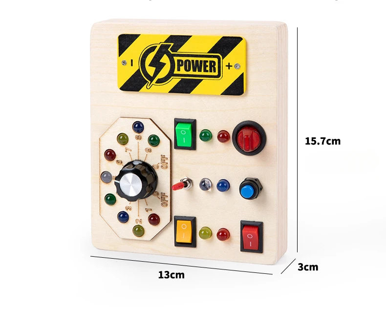 Planche d’activités Montessori / Circuit LED avec prise et interrupteur ON/OFF / Développement de la motricité fine et des capacités cognitives / Jouet éducatif pour bébés / Idée cadeau Busy Board