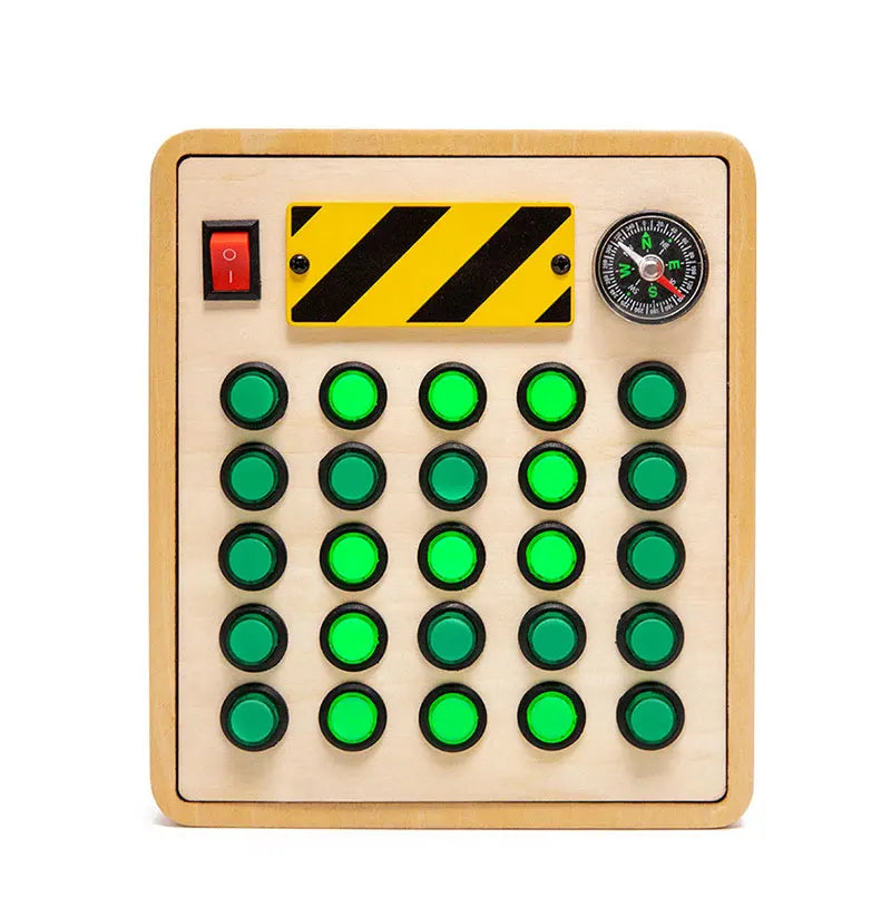 Montessori Busy Board Jouets mentaires oriels en bois avec interrupteur à lumière LED, Tableau de commande, Activités de voyage, Jeux pour enfants, 2-4 ans
