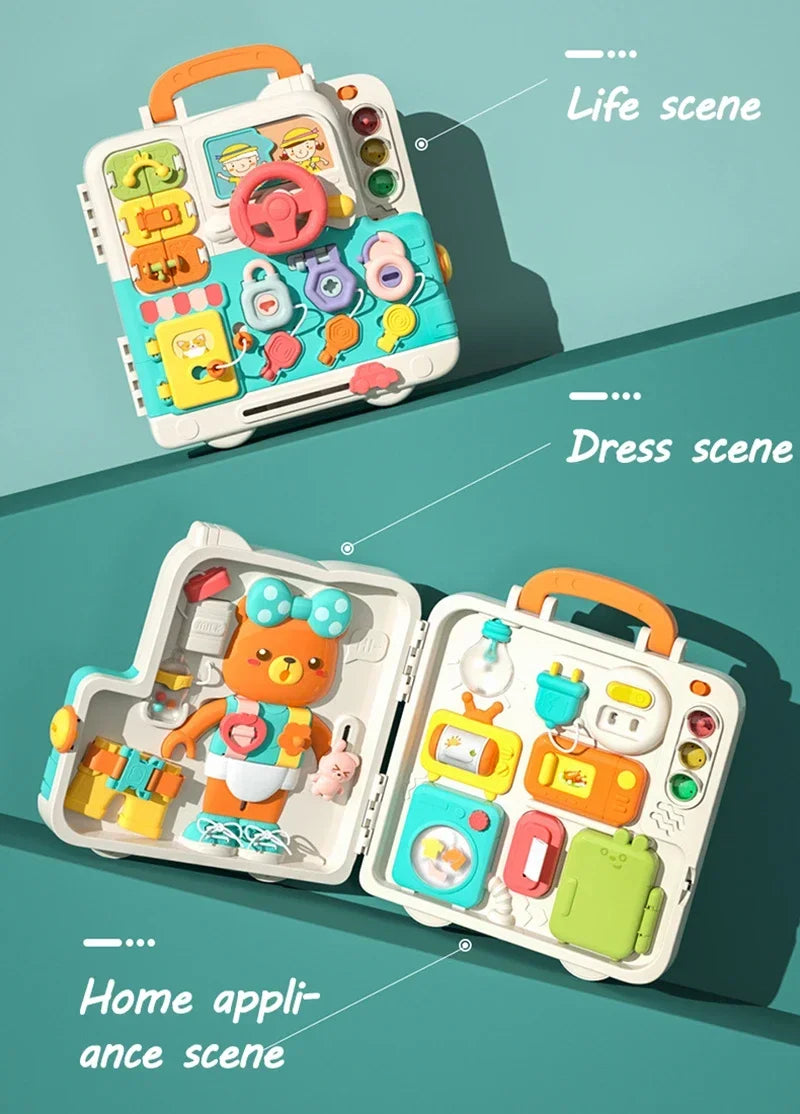 Planche d’activités Montessori / Jouet sensoriel avec musique et interrupteurs lumineux / Jouet multifonction pour tout-petits / Cadeau éducatif pour la petite enfance