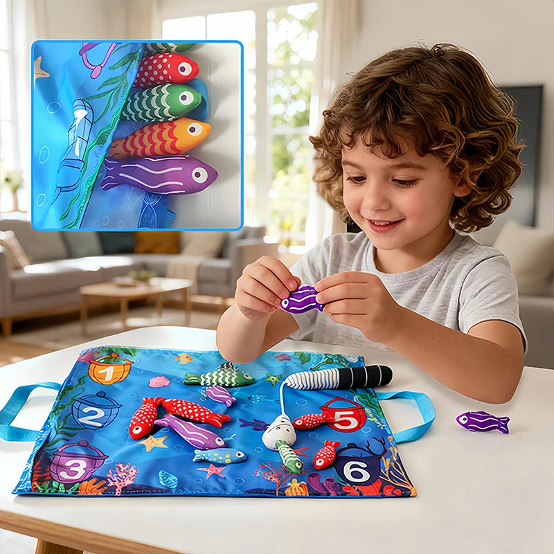 Jouets en tissu éducatifs pour bébés / Développement de l’attention et des capacités cognitives / Apaisants et organisants / Jeu de pêche amusant