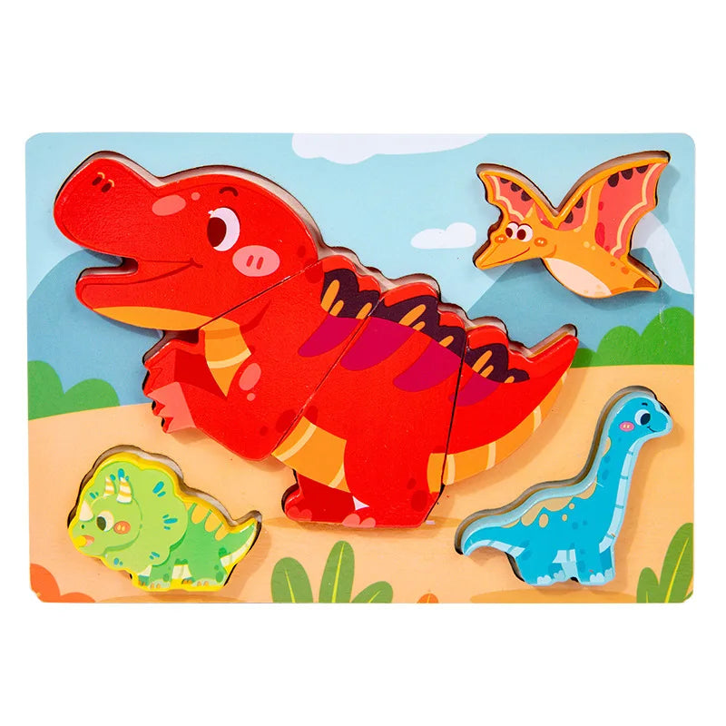 Puzzles en bois Montessori pour tout-petits / Jouets Montessori pour enfants de 2 à 5 ans / Puzzle éducatif 3D dinosaures