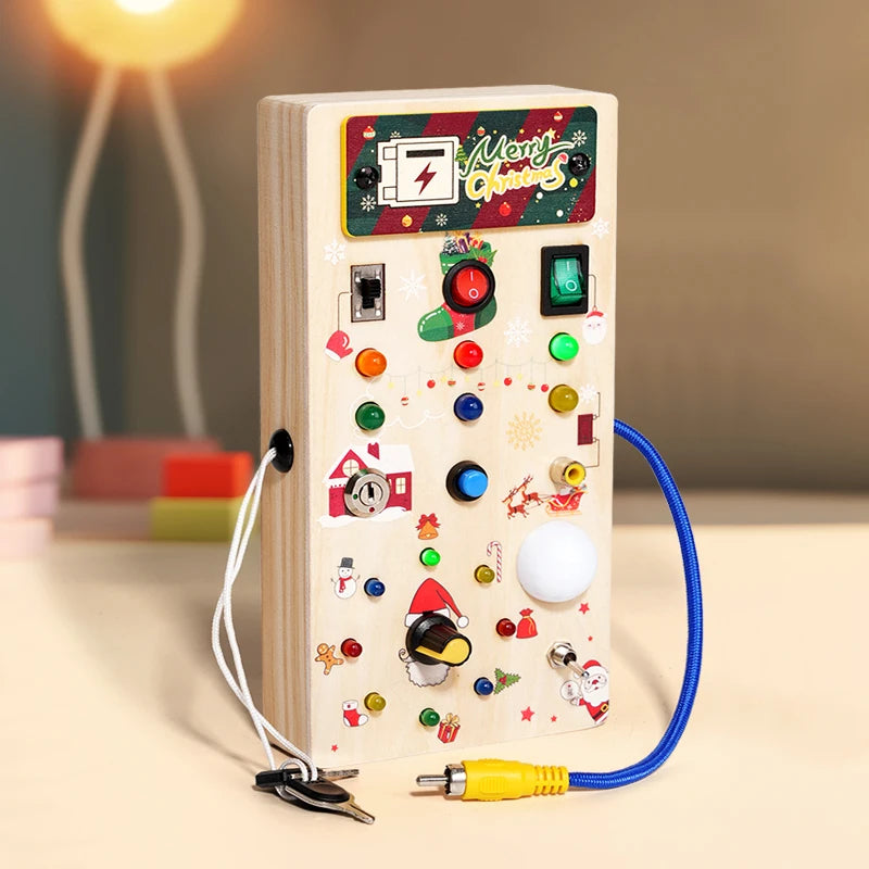 Jouets d'éducation précoce pour enfants, lumière Led électronique, planche sensorielle en bois pour bébé, Montessori, cadeaux de noël pour tout-petits