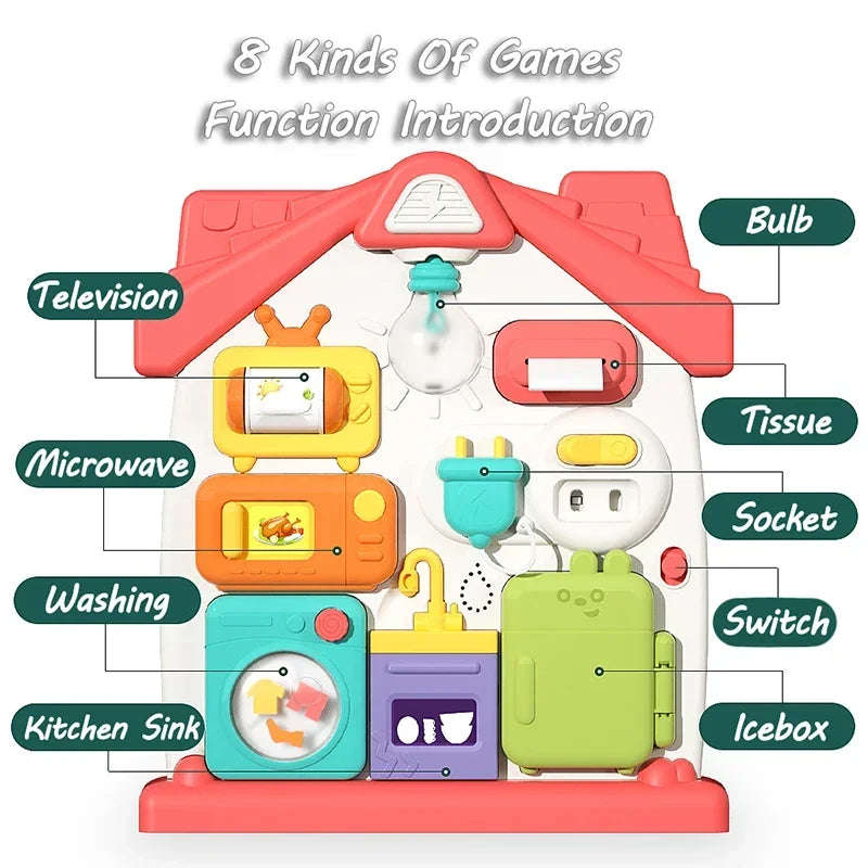Planche d’activités Montessori / Jouet sensoriel avec musique et interrupteurs lumineux / Jouet multifonction pour tout-petits / Cadeau éducatif pour la petite enfance