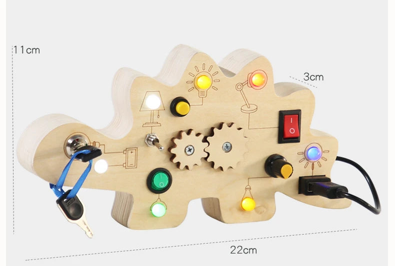 Planche d’activités Montessori / Circuit LED avec prise et interrupteur ON/OFF / Développement de la motricité fine et des capacités cognitives / Jouet éducatif pour bébés / Idée cadeau Busy Board