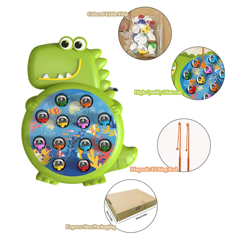Jeu de pêche magnétique dinosaures / Jouet avec canne pour enfants / Jouet Montessori pour bébés / Jouet éducatif sans rotation / Idée cadeau