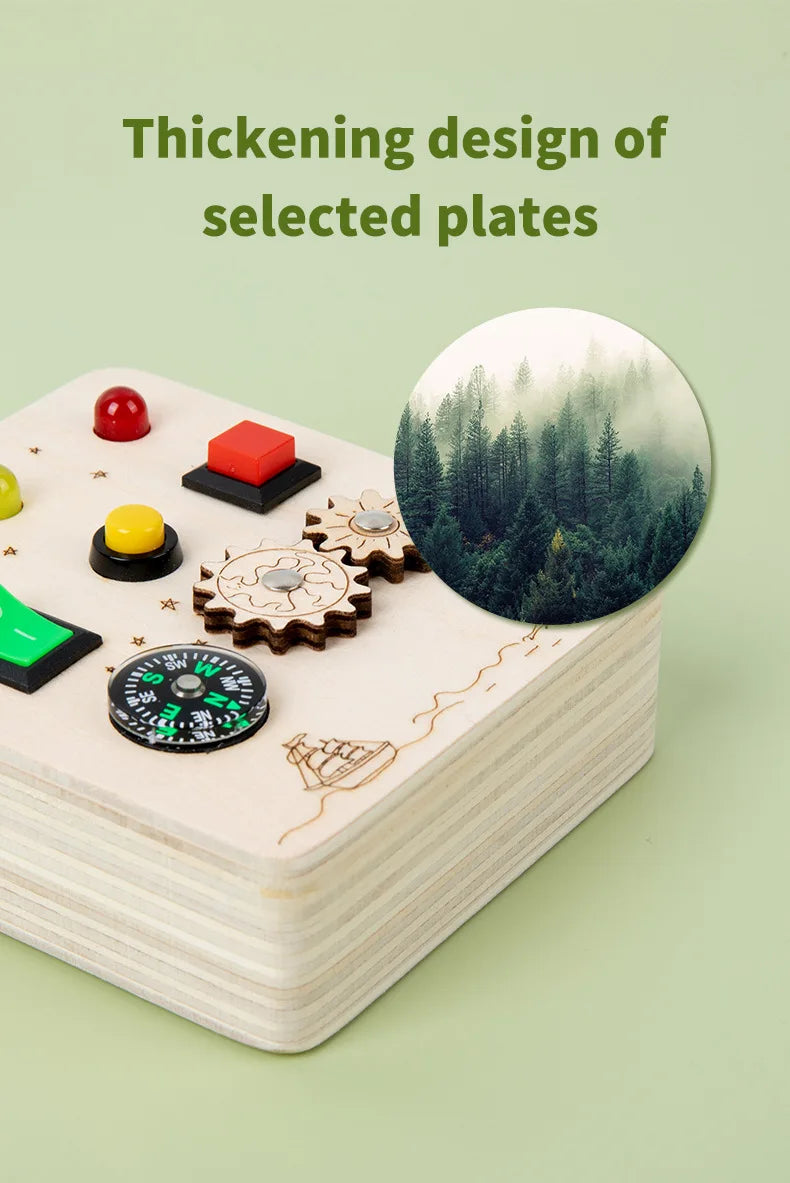 Planche d’activités Montessori / Circuit LED avec prise et interrupteur ON/OFF / Développement de la motricité fine et des capacités cognitives / Jouet éducatif pour bébés / Idée cadeau Busy Board