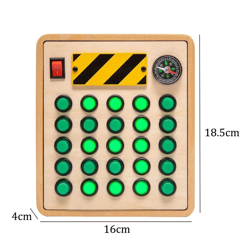Montessori Busy Board Jouets mentaires oriels en bois avec interrupteur à lumière LED, Tableau de commande, Activités de voyage, Jeux pour enfants, 2-4 ans